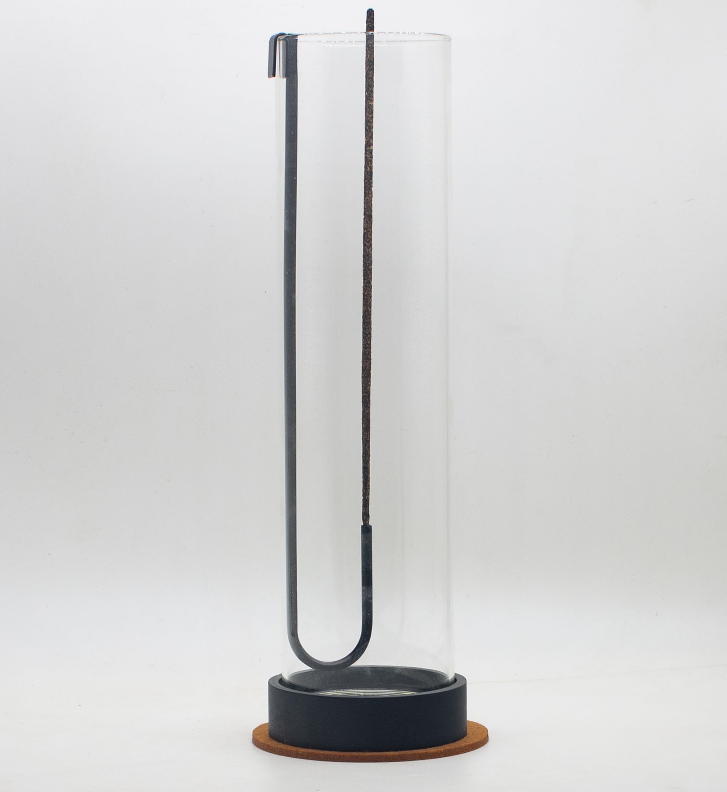 Modern Incense Stick Holder with Glass Ash Catcher - Anti-Ash Flying Design for Yoga, Meditation & Spa - Thin Black Incense Burner for Home Relaxation & Aromatherapy