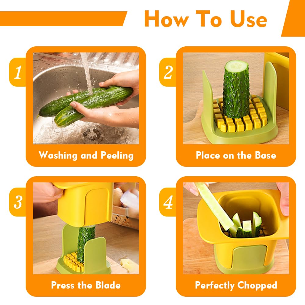 Stainless Steel French Fry Cutter - Professional Potato Slicer for Fries, Cucumbers, Carrots & Onions | Multi-Purpose Vegetable & Fruit Chopper | Perfect for Home Cooking, Restaurants & Meal Prep
