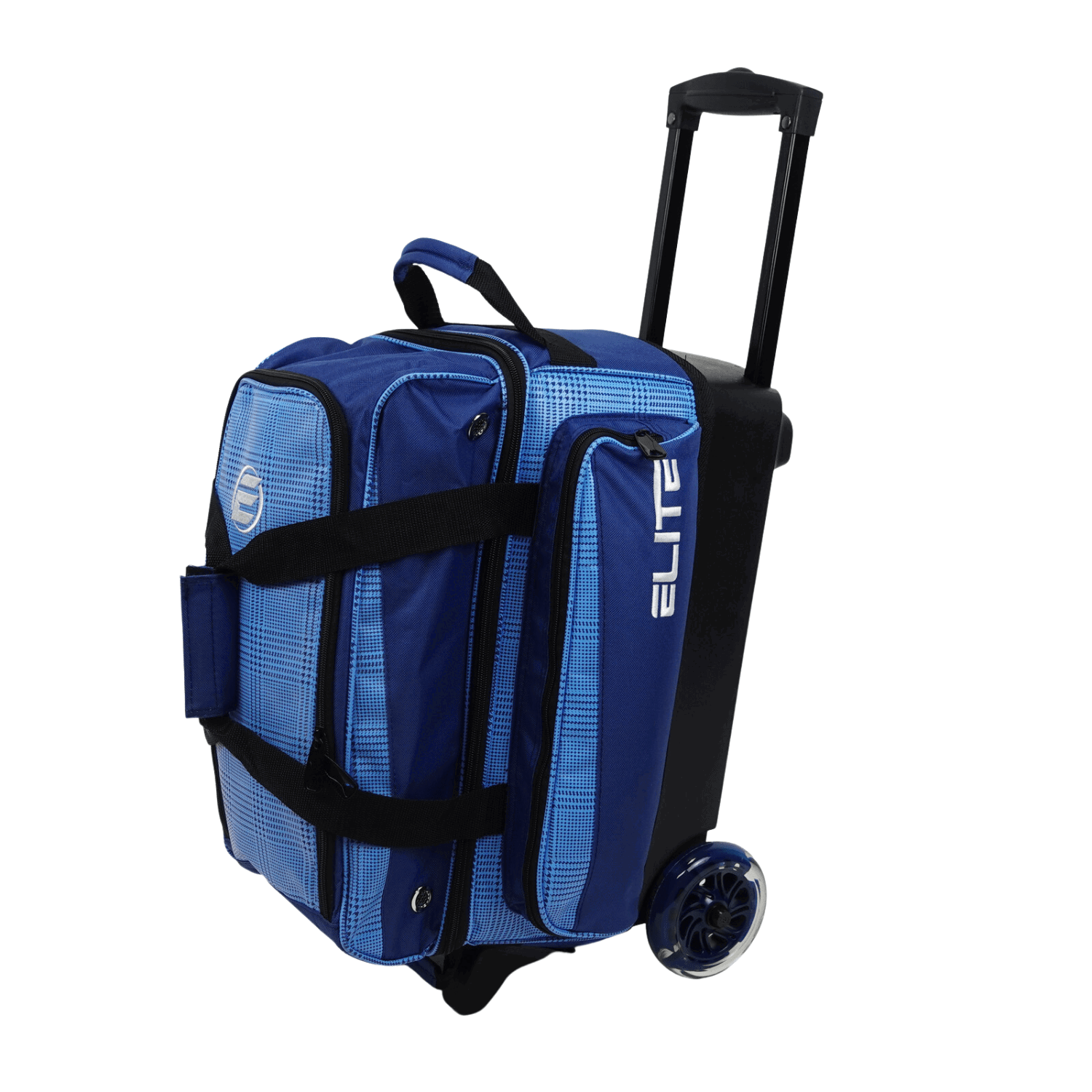 ELITE Deluxe Double Roller Bowling Bag - Navy Plaid Design for Easy Transport | Perfect for League Play & Tournaments | Durable & Stylish Bowling Accessory