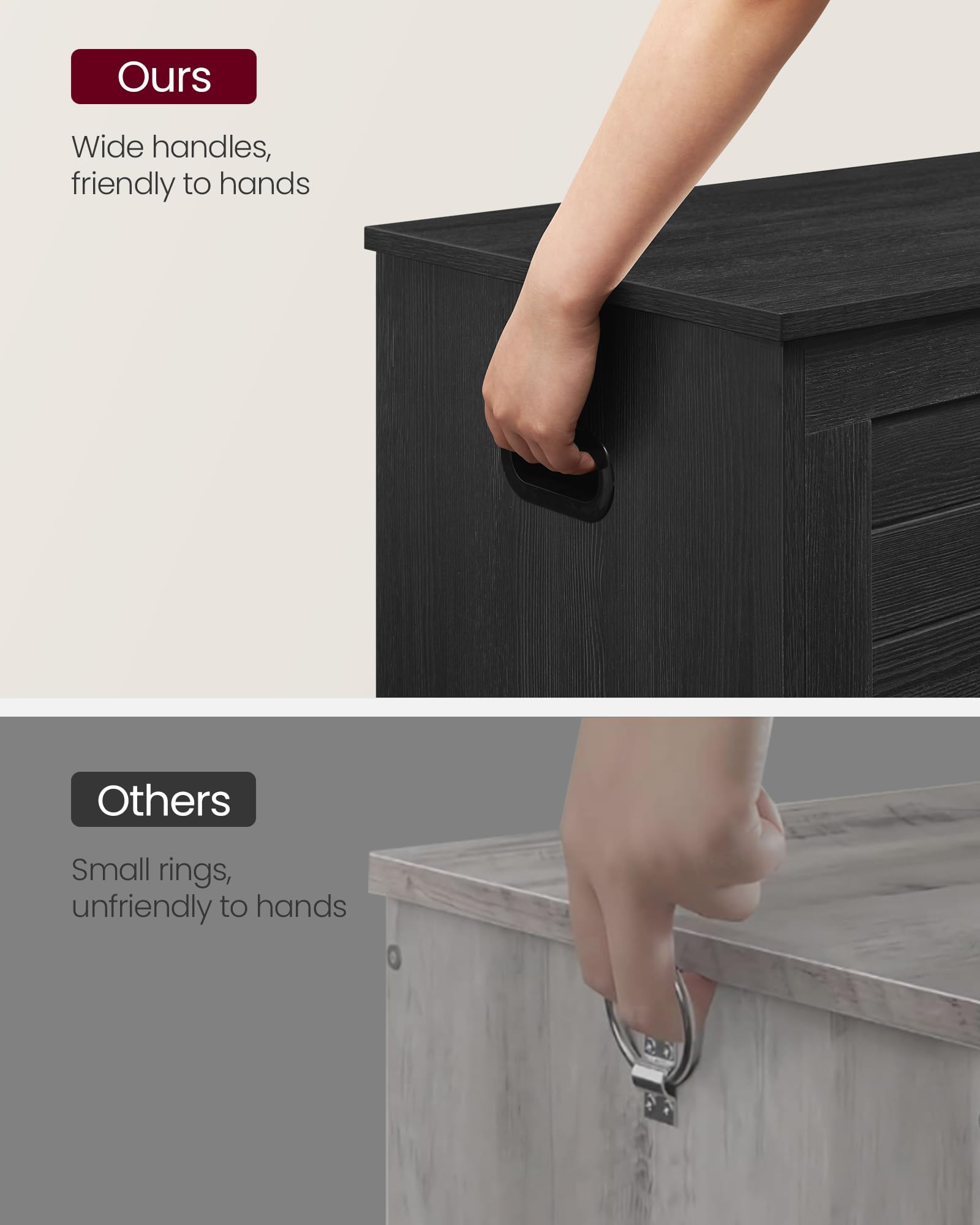 VASAGLE Farmhouse Style Storage Chest Bench - 15.7 x 39.4 x 18.1 Inch Multifunctional Trunk with 2 Safety Hinges, Entryway Shoe Storage Organizer for Bedroom, Living Room & Hallway - Charcoal Gray ULSB061B01 | Perfect for Small Space Organization & Farmhouse Decor