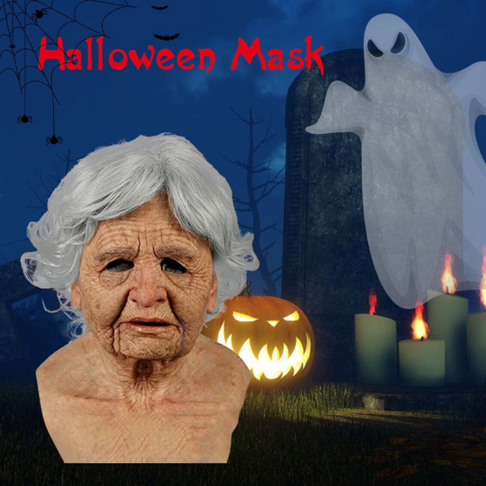 Realistic Old Man Mask for Halloween & Cosplay Scary Costume