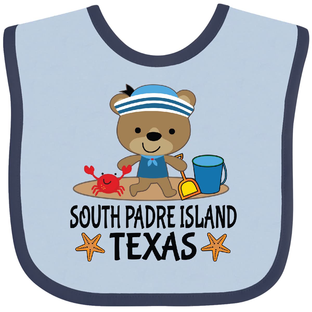 Inktastic South Padre Island TX Baby Bib - Soft Cotton Infant Feeding Bib for Boys & Girls - Perfect for Mealtime, Travel & Daycare