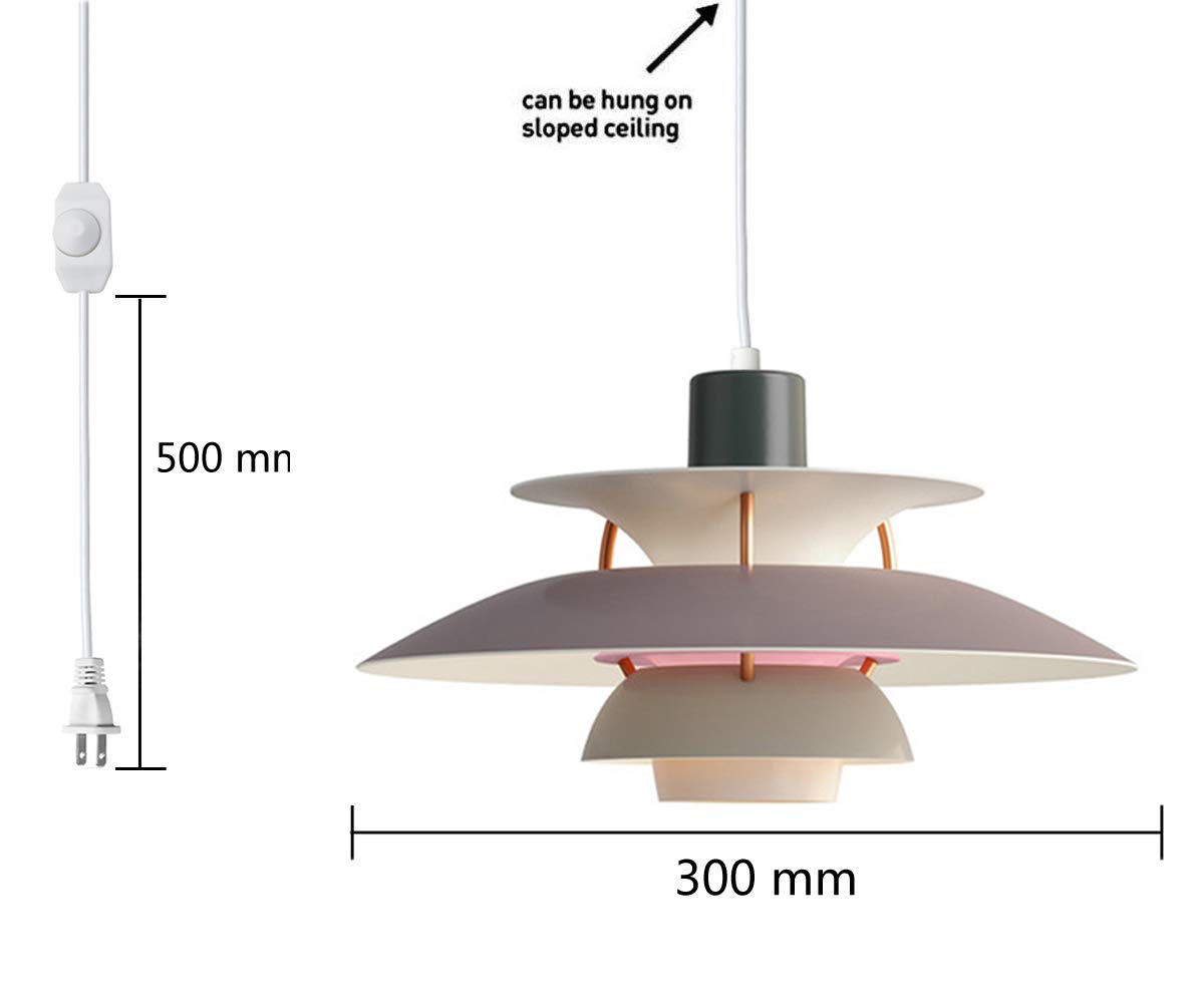 Kiven Plug-in Chandelier - Aluminum Pendant Lamp with 15ft Cord & Dimmer Switch (Brown) - Perfect for Dining Room, Bedroom, or Kitchen Decor - Bulb Not Included