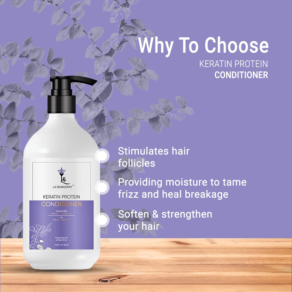 LA'BANGERRY Keratin Protein Conditioner for Women & Men - 250ml Deep Hydrating Hair Treatment, Soothes Scalp & Repairs Damaged Hair - Perfect for Dry, Frizzy Hair Care Routine at Home or Salon