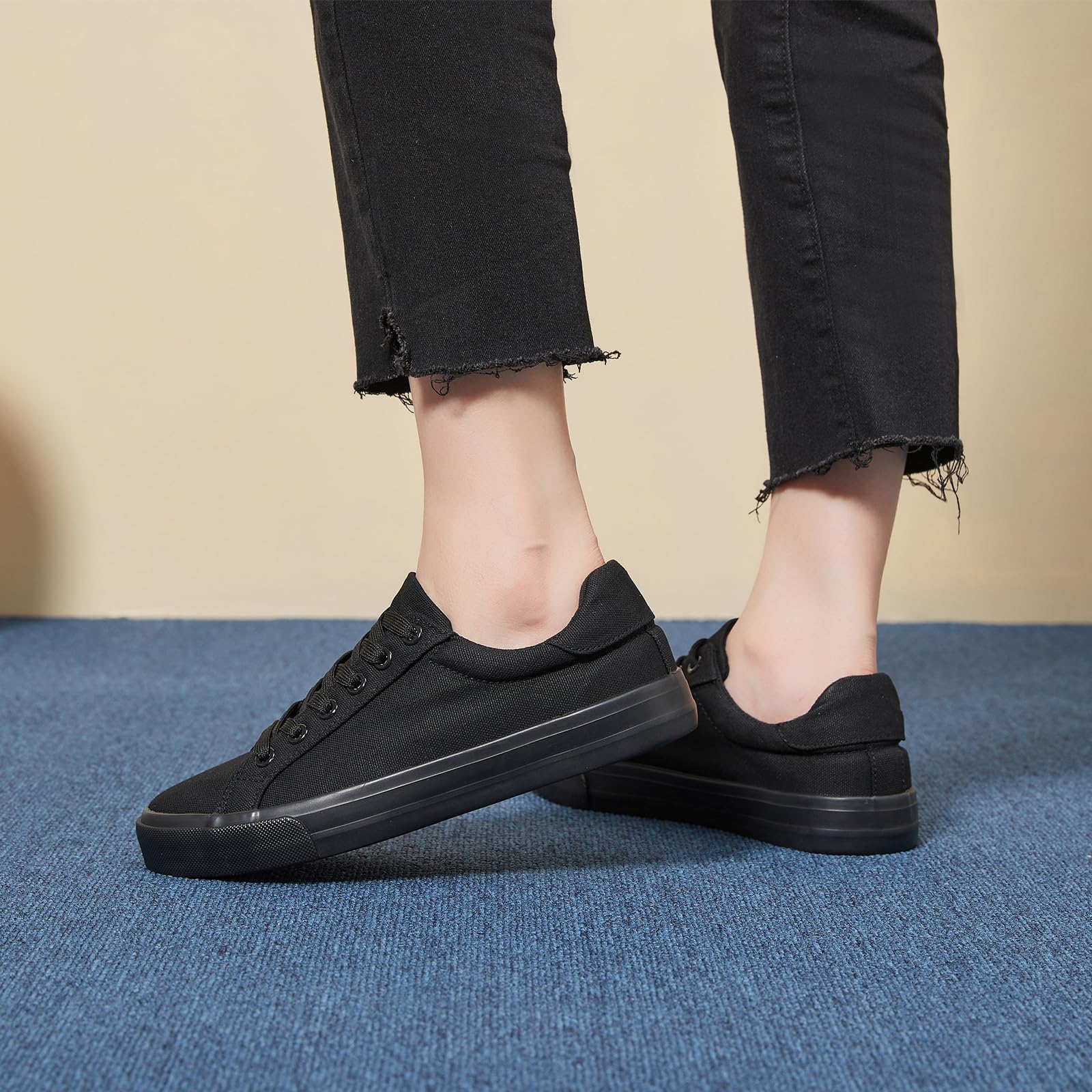 Witwatia Women's White Canvas Sneakers - Comfortable Lace-Up Low Top Walking Shoes for Women | Perfect for Casual Outfits, Workouts & Everyday Wear
