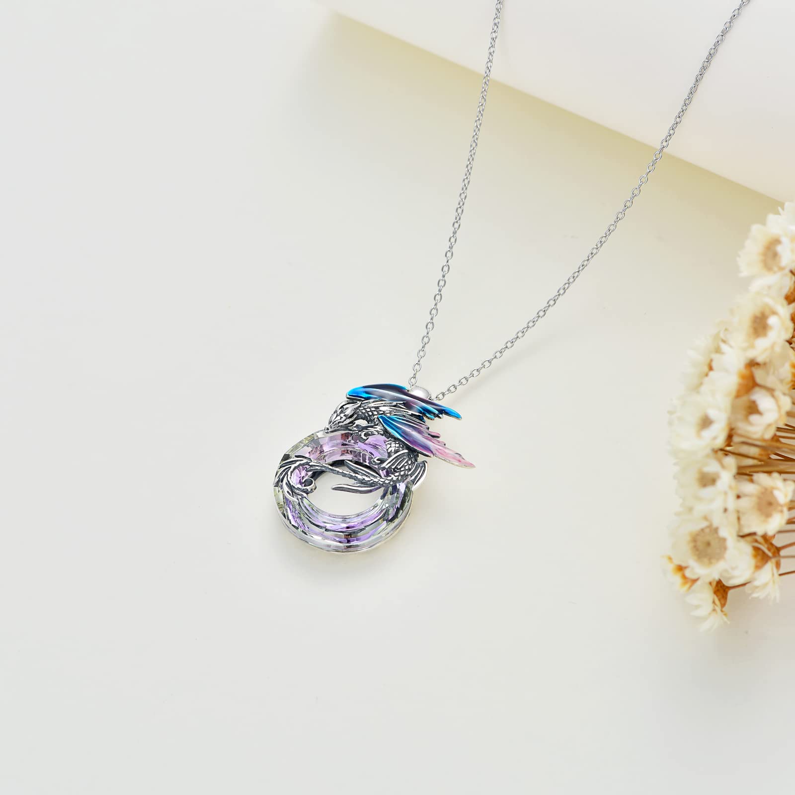 Wyvern Dragon Necklace - Sterling Silver Crystal Pendant Jewelry for Women | Perfect Gift for Birthday, Anniversary & Special Occasions