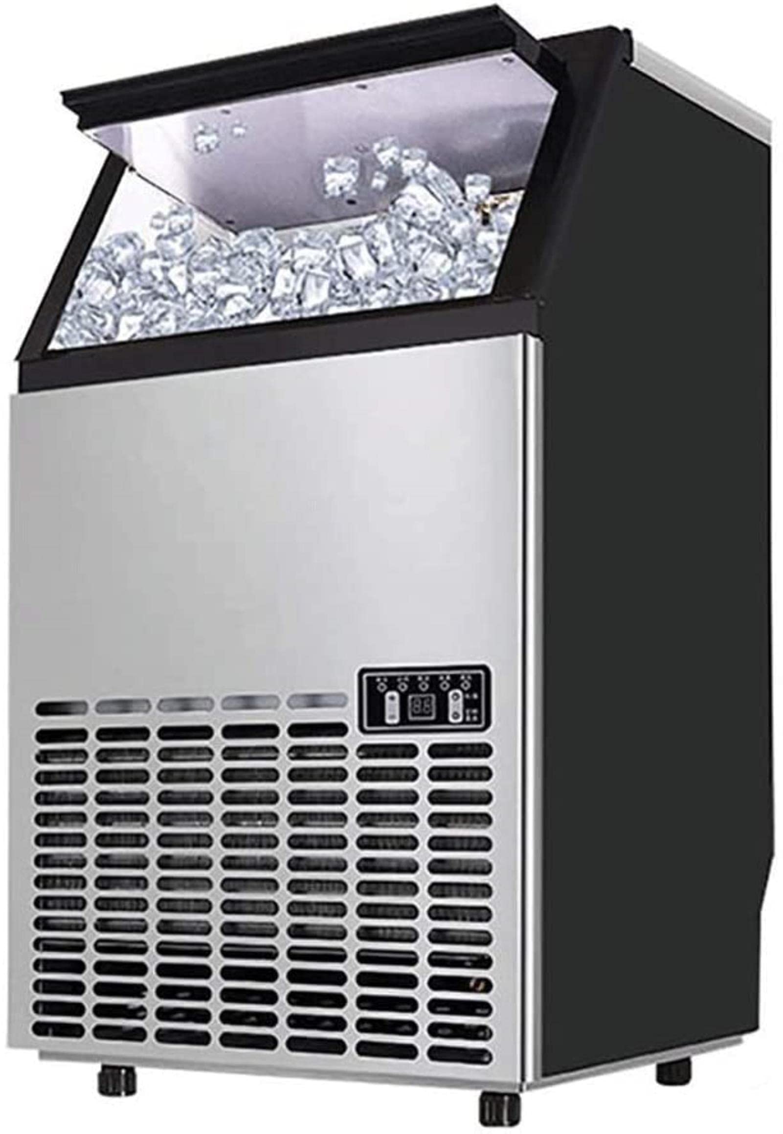 TONPOP Commercial Ice Cube Maker - 121Lbs/24H Stainless Steel Ice Machine with 33Lbs Storage - Large Capacity Ice Maker for Hotels, Restaurants, Bars & Home Use - Perfect for Cocktails, Beverages & Party Serving