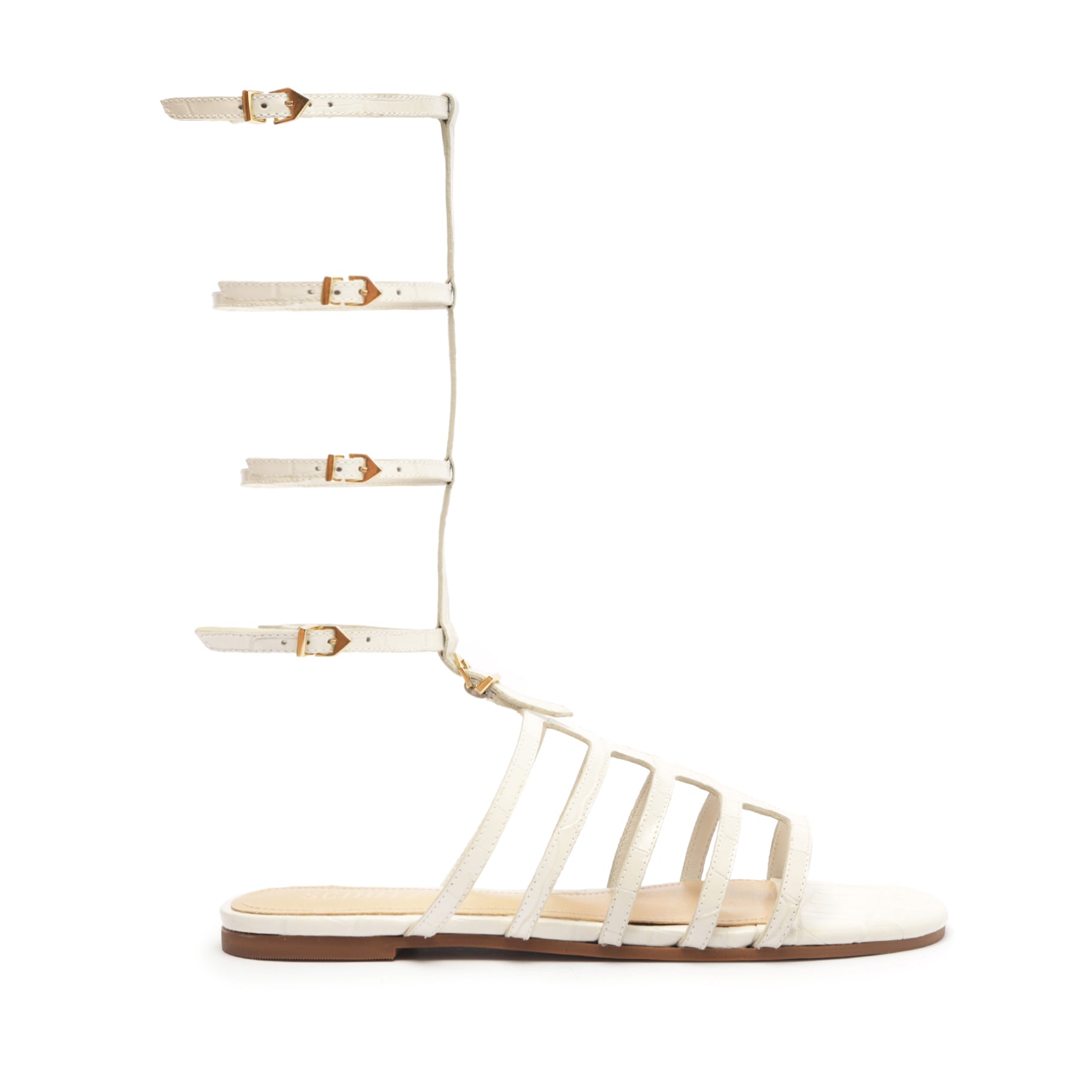 Hayden Crocodile Embossed Leather Sandals for Women - Comfortable Summer Slide Sandals with Arch Support - Perfect for Beach, Vacation & Casual Outings