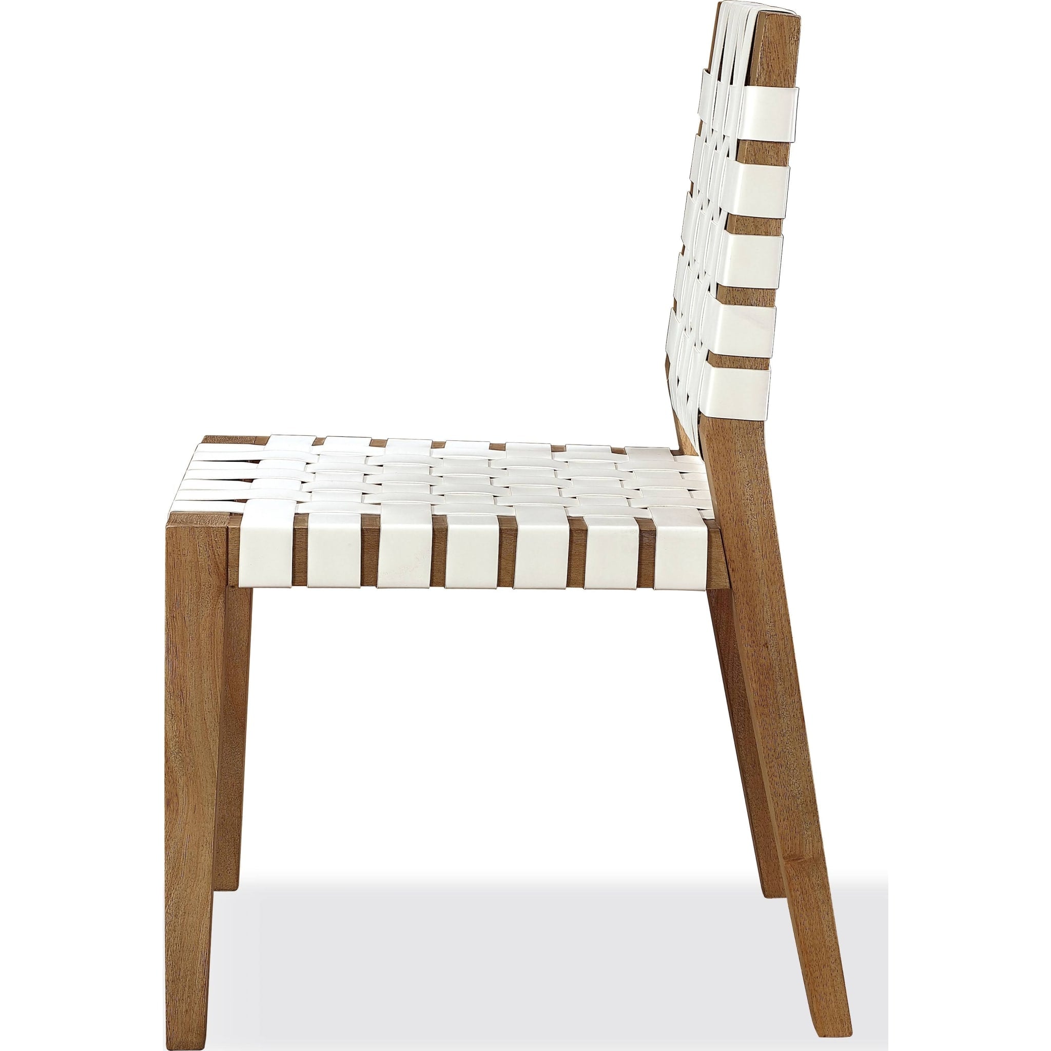 Handcrafted Woven Leather & Solid Wood Dining Side Chair - White & Bisque - Perfect for Kitchen, Dining Room & Home Decor
