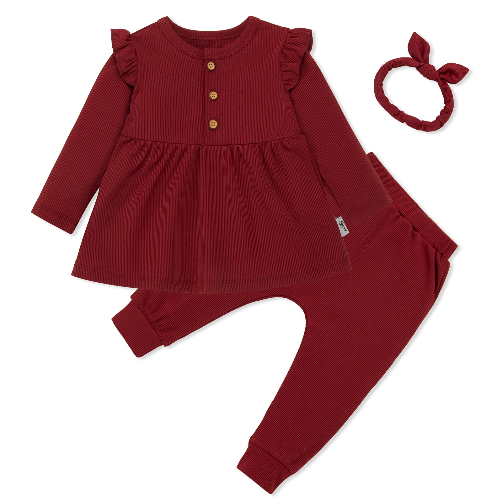 Toddler Baby Girl Outfit Set - Long Sleeve Ruffle Top & Floral Pants with Headband | Fall Winter Clothes for Girls | Perfect for Holiday Photos, Birthday Parties & Family Gatherings