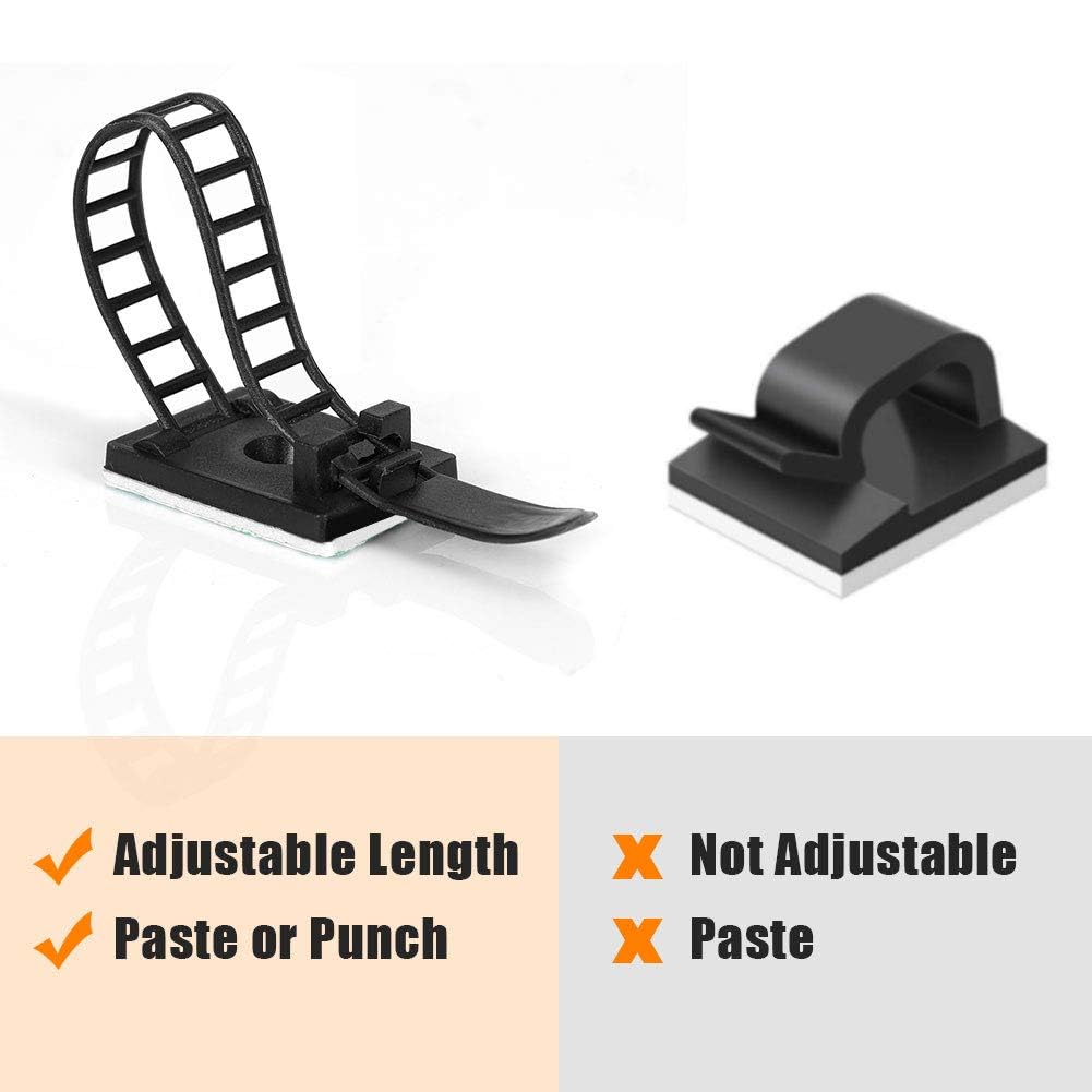 50 Packs Self-Adhesive Cable Clips - Heavy Duty Zip Tie Mounts for Wire Management, Cord Organizer, and Multi-Purpose Fastening - Perfect for Home, Office, Garage, and DIY Projects