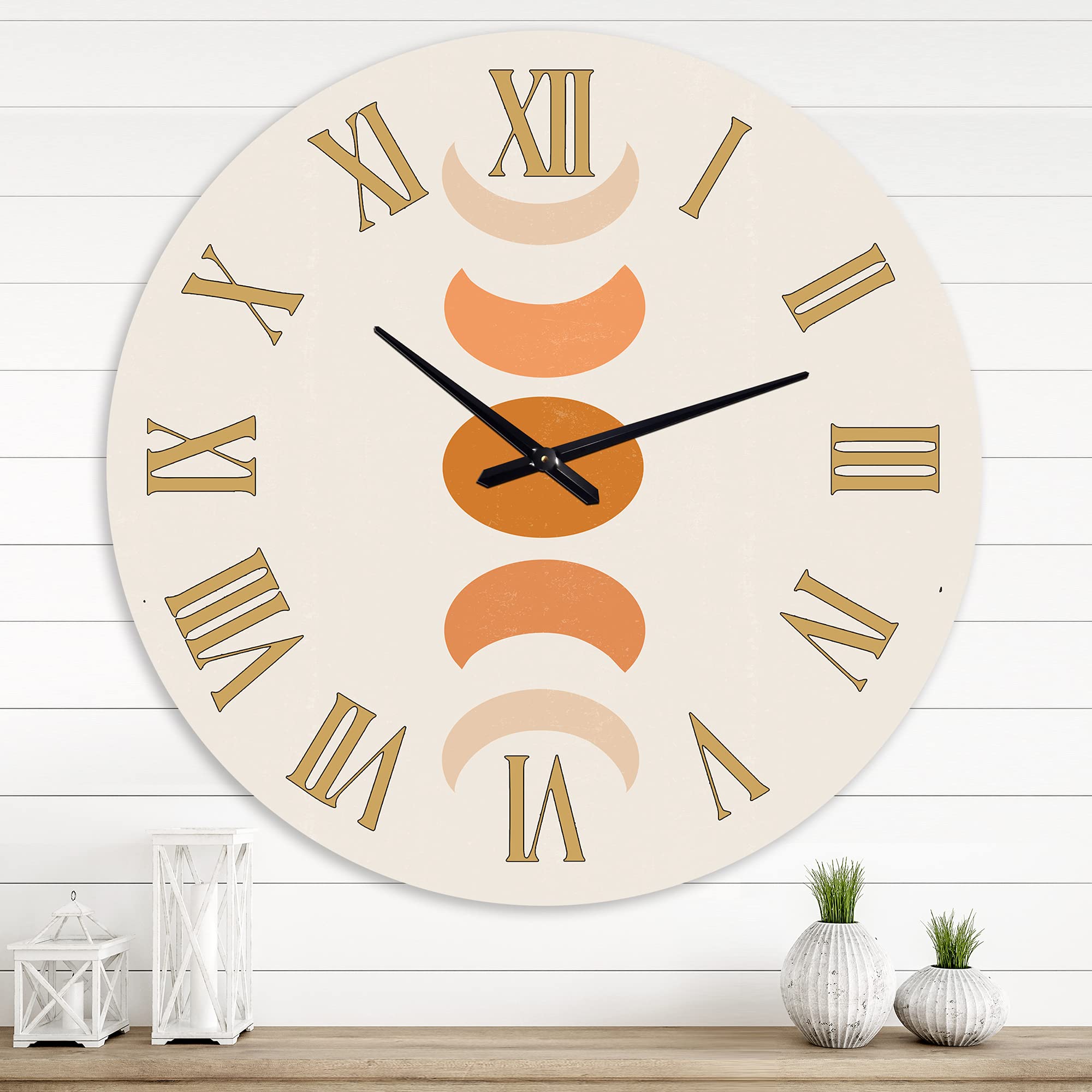 Minimalist Moon Phases Wall Clock - Modern Large Abstract Fractal Design for Bedroom Decor | Perfect for Home, Office & Living Room Wall Art
