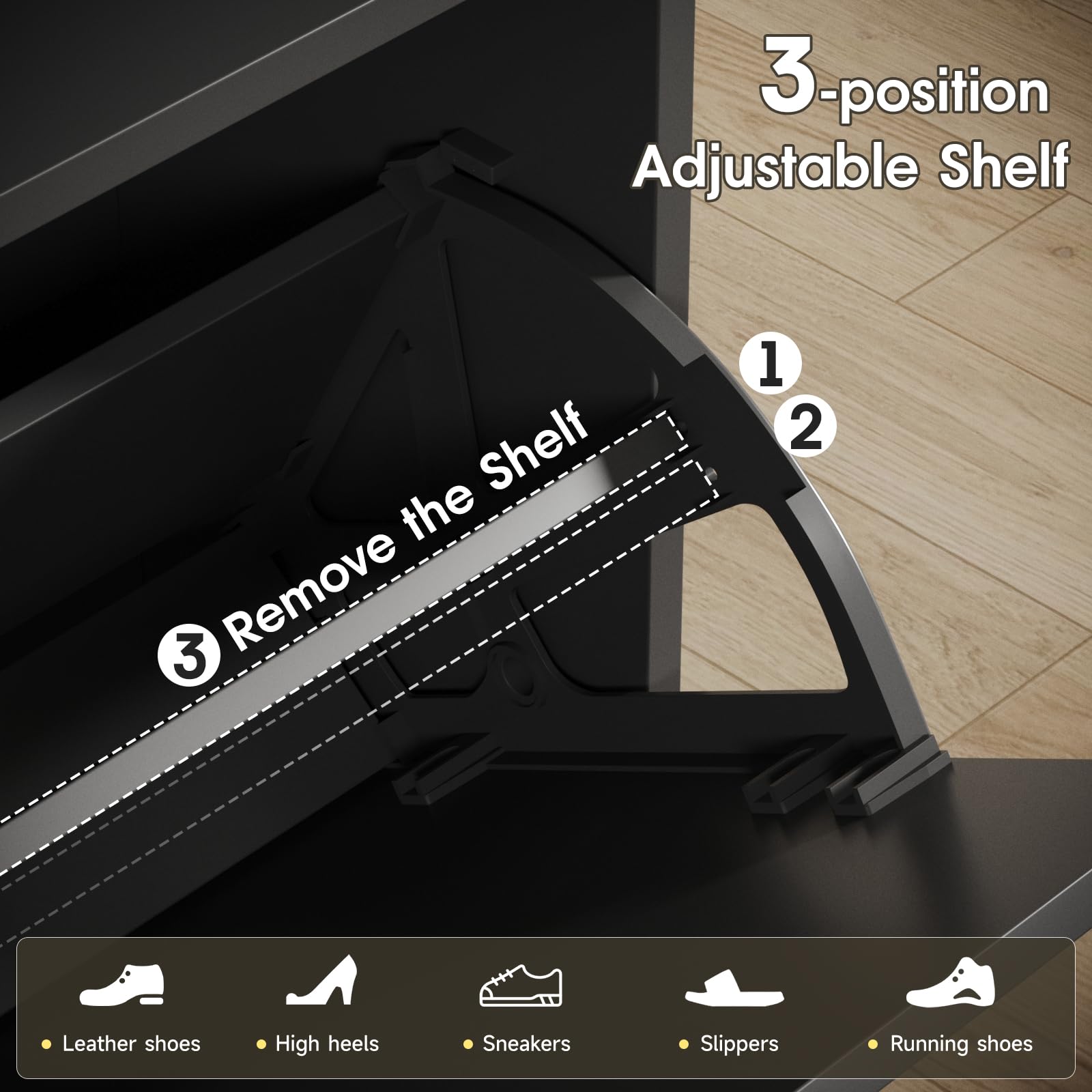 Maupvit 2-Tier Flip-Drawer Shoe Storage Cabinet - Freestanding Entryway Shoe Organizer with Open Shelves & Wooden Legs - Farmhouse Narrow Shoe Rack for Foyer, Hallway, Living Room - Perfect for Small Spaces & Home Organization (Black)