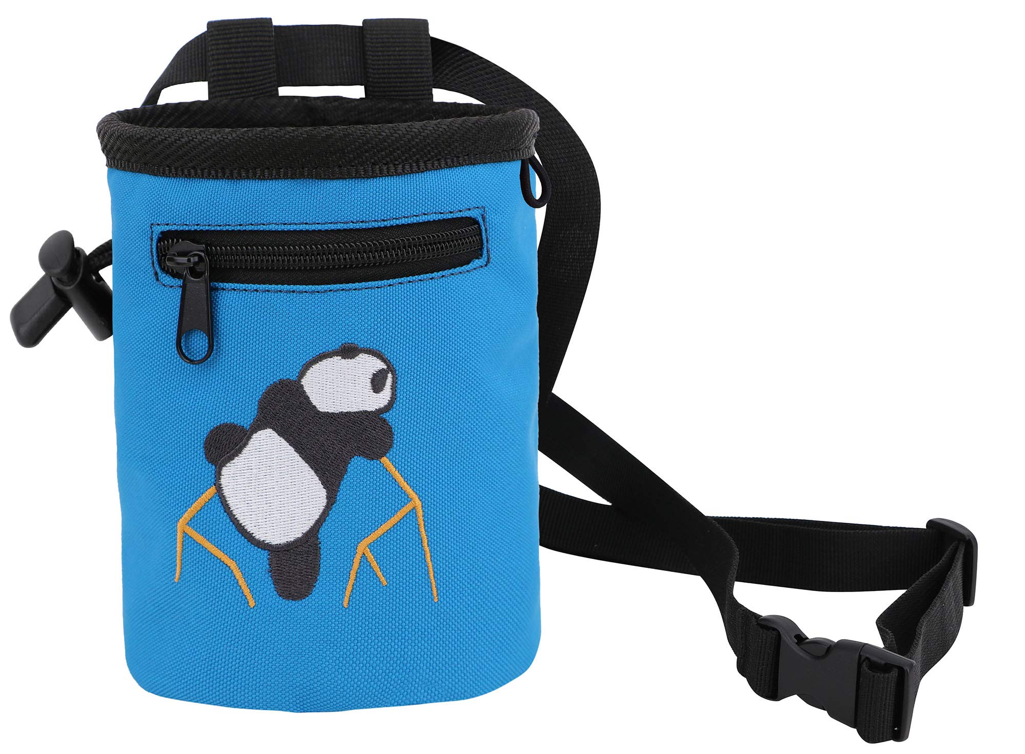 AMC Rock Climbing Panda Embroidered Chalk Bag with Zipper Pocket - Lightweight & Durable Chalk Holder for Bouldering & Indoor Climbing - Perfect Gift for Climbers