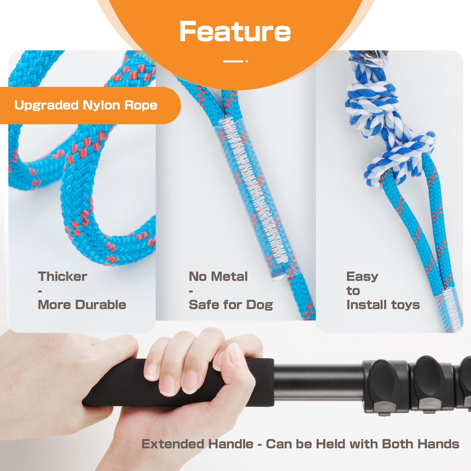 59 Inch Extendable Flirt Pole for Large Dogs - Interactive Dog Training Toy with Detachable Chew Toys - Perfect for Labs, German Shepherds & Golden Retrievers - Great for Outdoor Play, Exercise & Agility Training