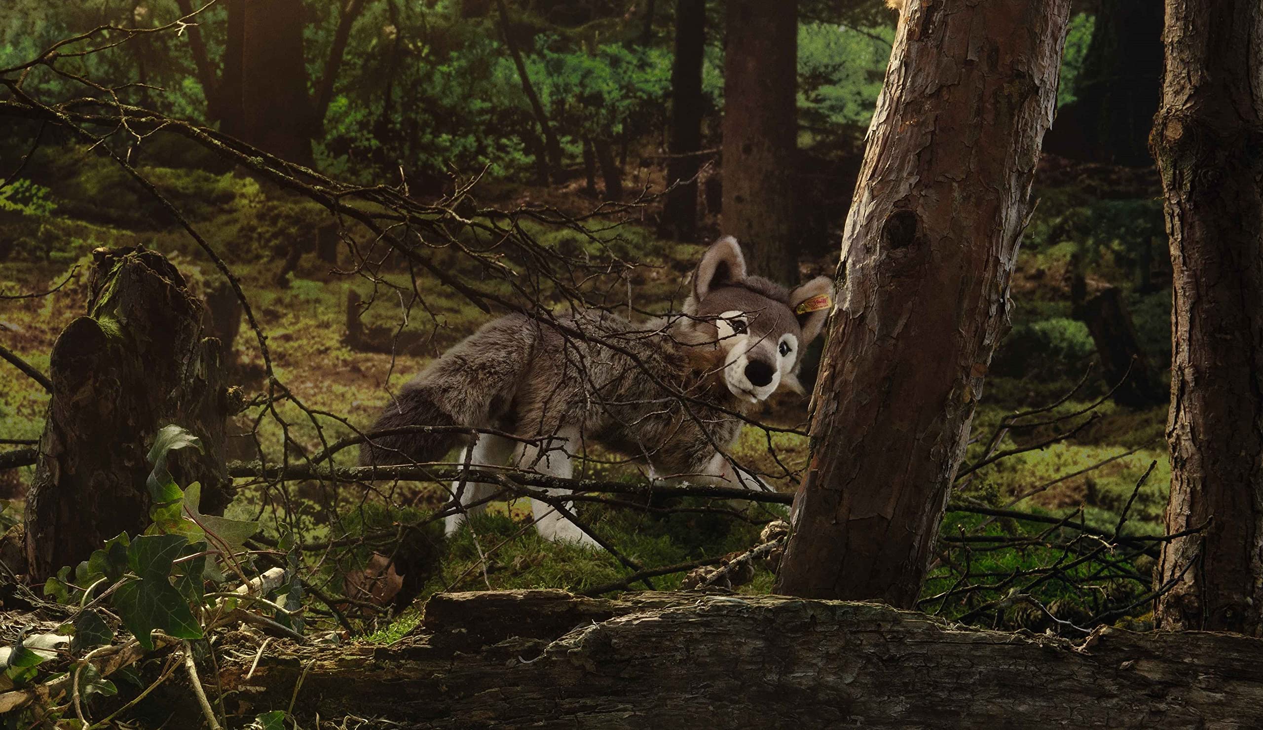 Steiff Snorry Dangling Wolf Plush Toy - Grey & Brown Wolf Stuffed Animal for Kids & Collectors | Perfect for Nursery Decor, Gifts & Cuddling