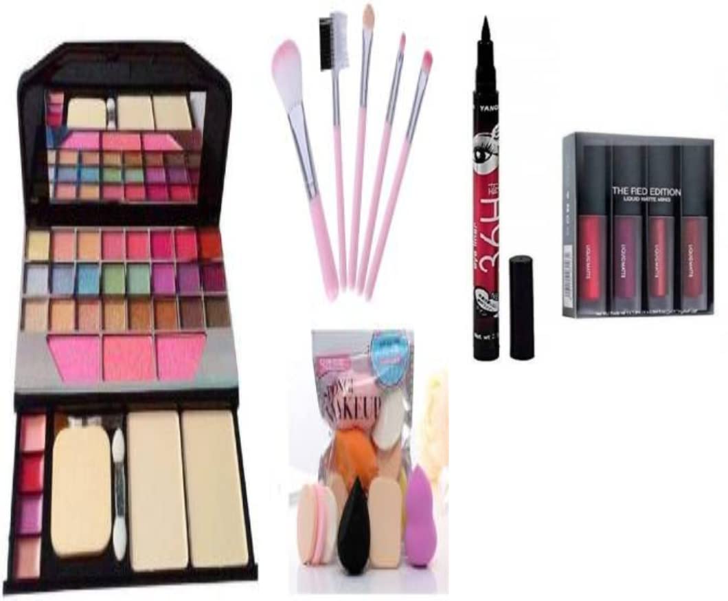 TUMR Women's 6155 Complete Makeup Kit Set - 15 Piece Cosmetic Collection with Eyeshadow, Lipstick, Blush & Brushes | Multicolor | Perfect for Daily Makeup, Party Looks & Professional Makeup Artists