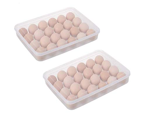 Stackable Egg Storage Container with Lid - Holds 24 Eggs, Fridge Organizer for Kitchen & Dining Room - Perfect for Refrigerator Egg Storage & Meal Prep