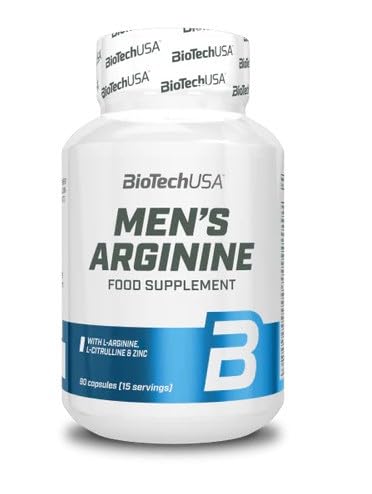 BioTechUSA Men's Arginine Supplement - 90 Capsules for Muscle Growth, Workout Recovery & Heart Health | Nitric Oxide Booster | Pre-Workout & Post-Workout Support | Gym & Fitness Essential