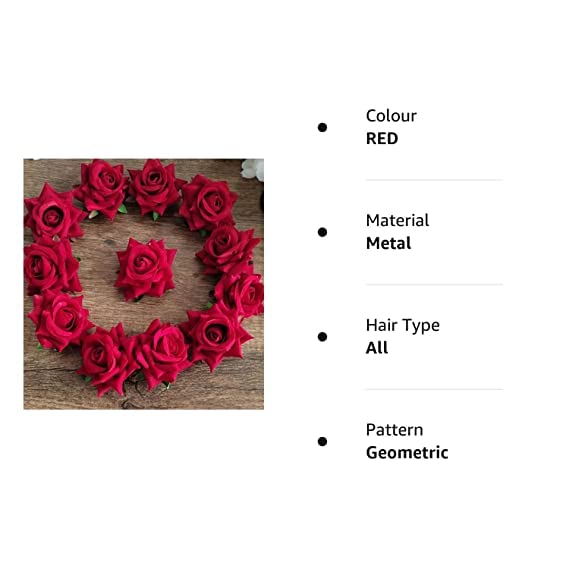 BRIKSHI Rose Flower Hair Clips for Women & Girls - 12 Pack Elegant Hair Accessories for Weddings, Parties & Daily Styling