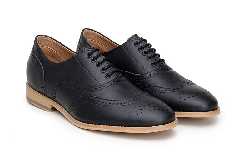 Elena Women's Vegan Leather Oxford Shoes - Comfortable & Stylish Black Loafers for Work, Office & Casual Wear