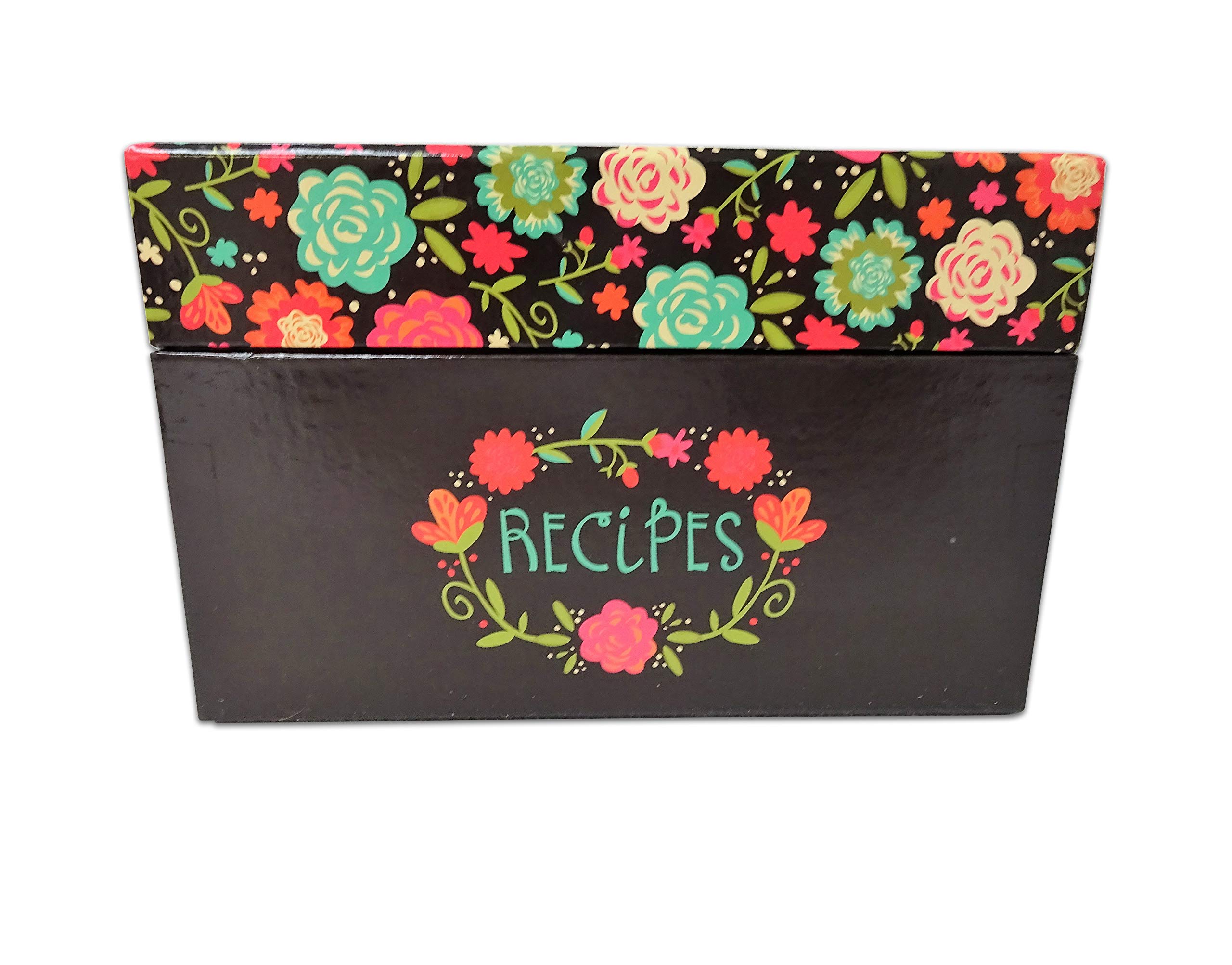 100+ Piece Recipe Box Set with Recipe Cards, Memo Pad, Kitchen Timer & Conversion Chart - Floral Design for Organized Cooking & Baking | Perfect Gift for Home Chefs & Food Lovers