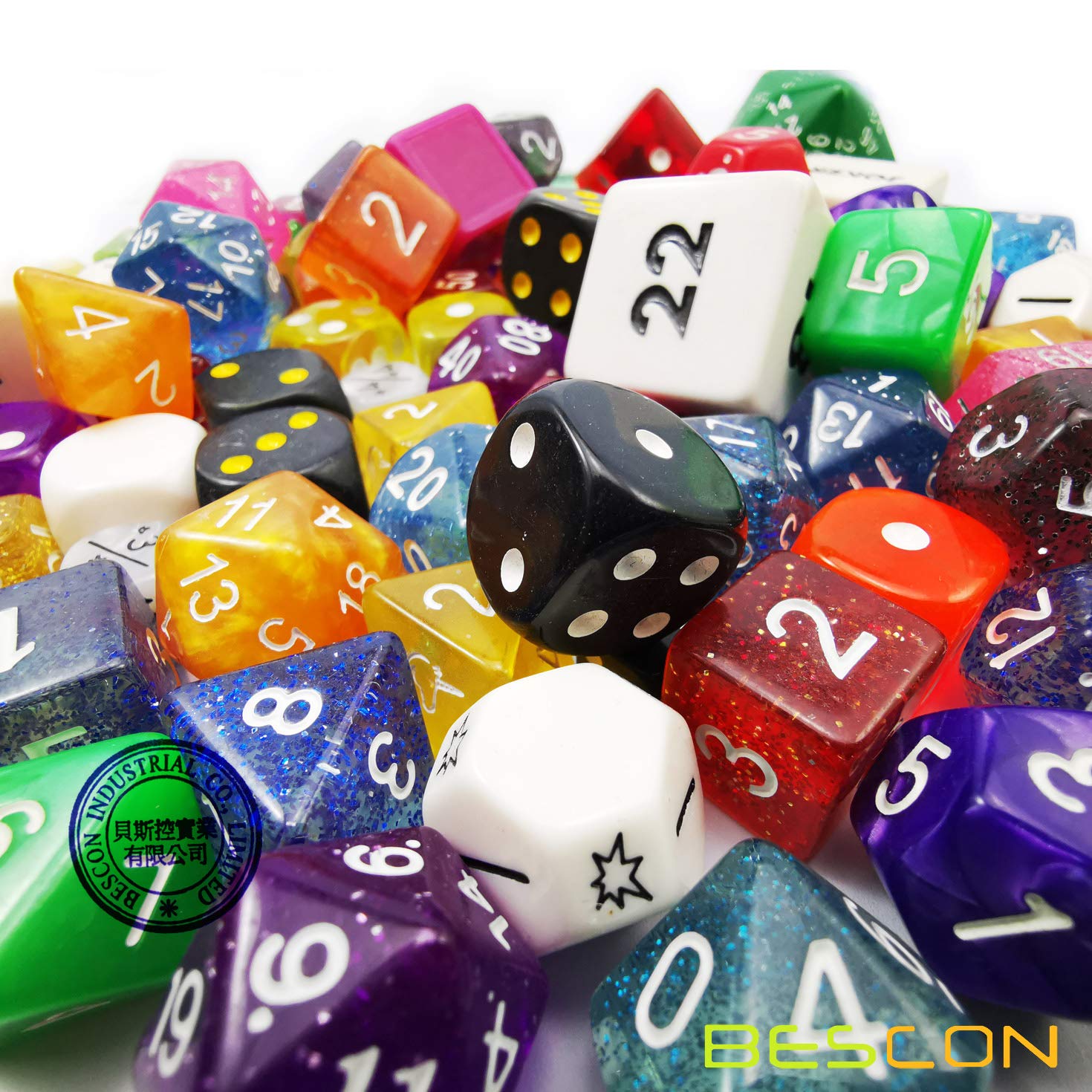 Bescon Big Better Rejects Dice Pack 100+ - Premium Second Dice Set 100pcs for Tabletop RPG Games, Board Games & Casino Night
