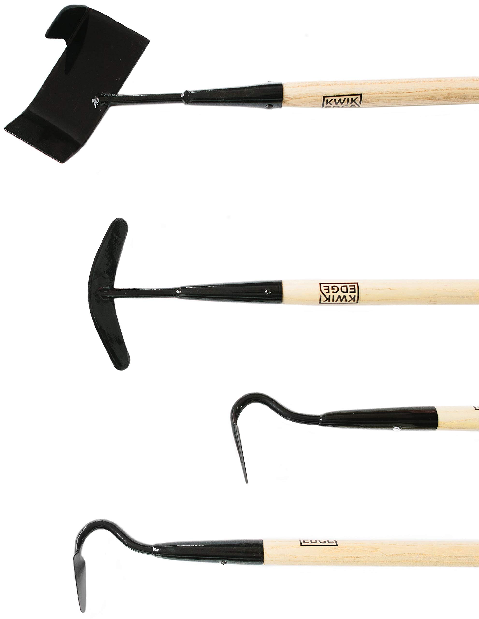 KWIK EDGE Quad Garden Tool Set - Boss, Mini, Buddy Edger Weeder & Cultivator with Long Handle for Grass, Soil & Flower Beds | Perfect for Backyard Gardening, Landscaping & Lawn Care