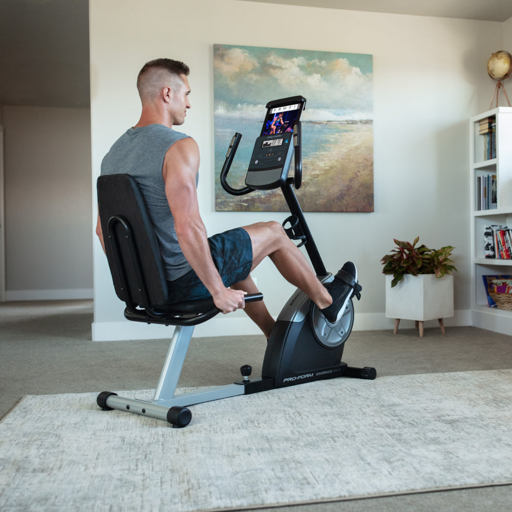 ProForm Cadence R3.9 Recumbent Exercise Bike for Home Gym - Low Impact Cardio Workout Machine for Seniors & Rehabilitation - Perfect for Small Spaces & Apartment Fitness