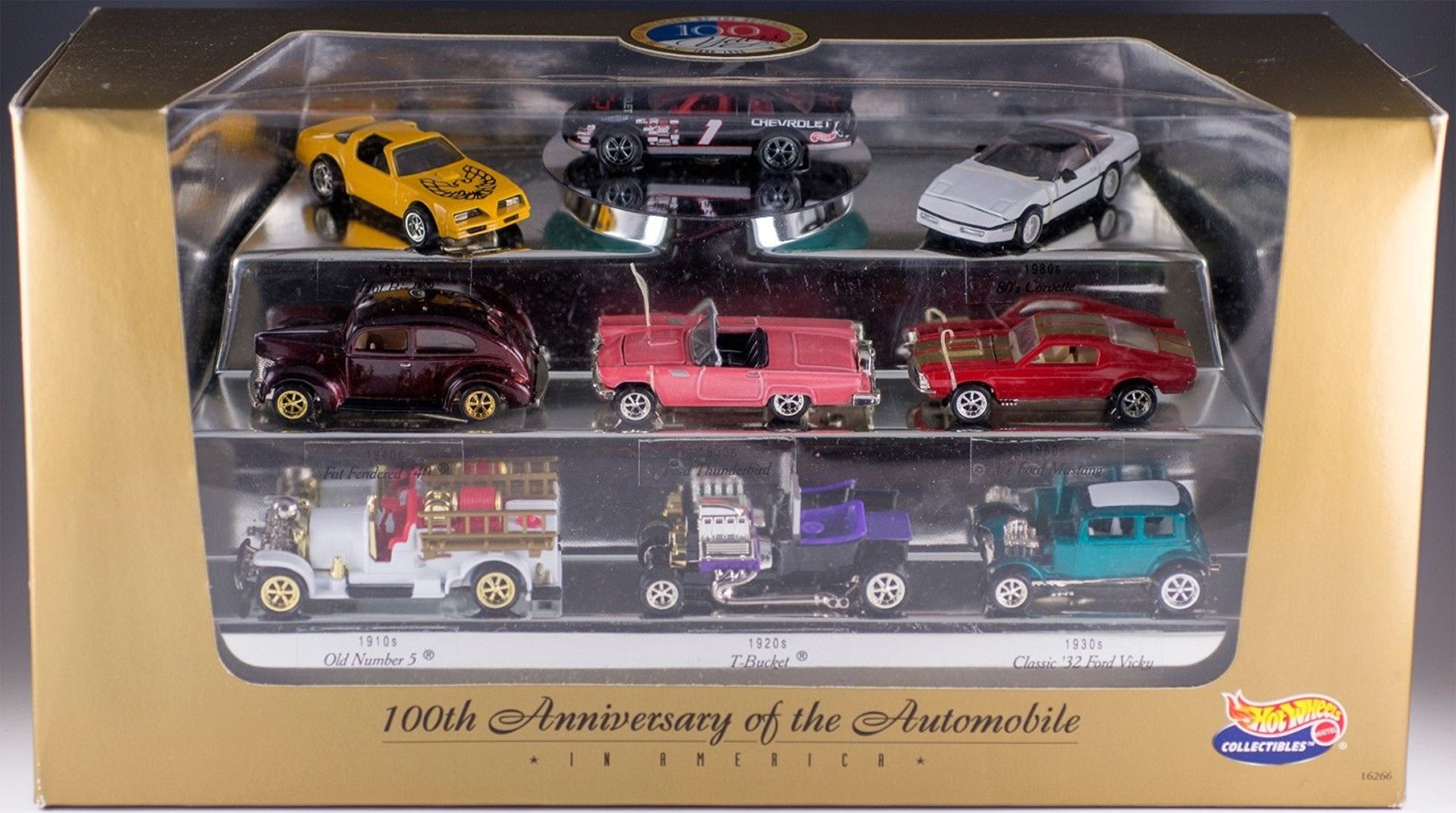 Hot Wheels 100th Anniversary of the Automobile in America (1896-1996) - 9 Car Collector's Display Set - Perfect for Die-Cast Car Enthusiasts & Home Decor