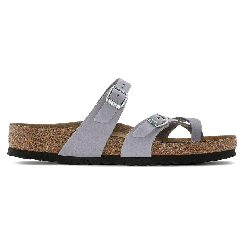 Birkenstock Women's Mayari Soft Footbed Sandals - Purple Fog Nubuck Leather | Comfortable Casual & Summer Shoes for Walking, Travel & Beach
