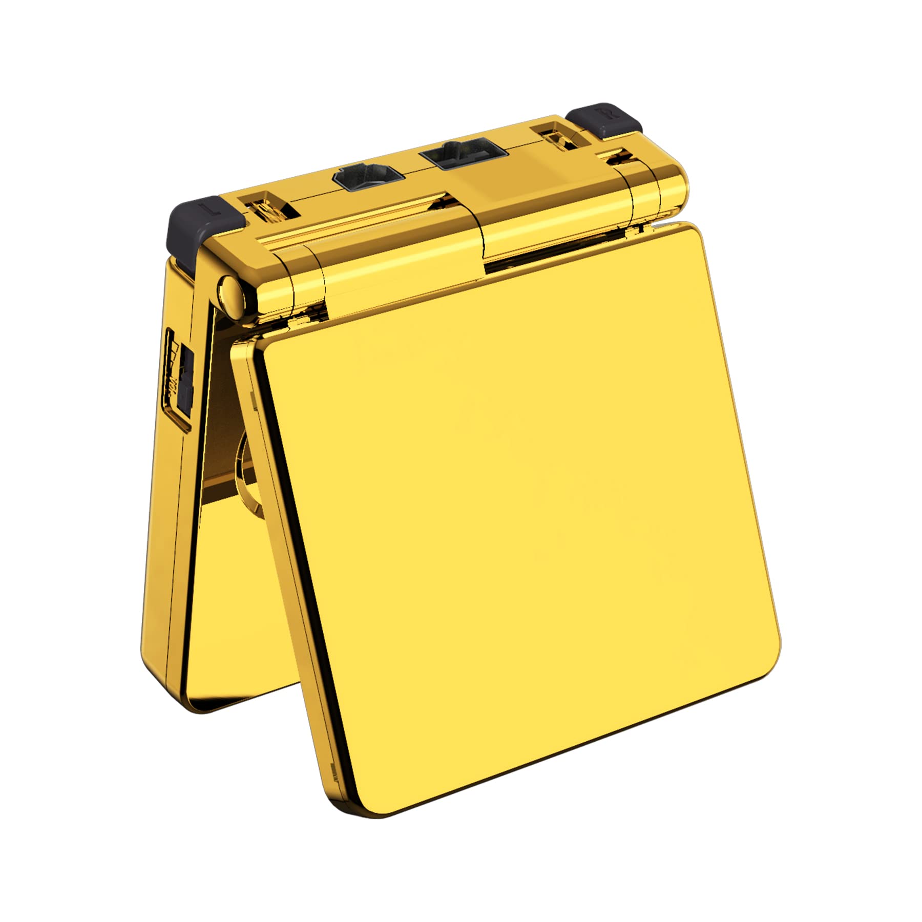 Premium eXtremeRate Chrome Gold Glossy Replacement Shell for Gameboy Advance SP GBA SP - Compatible with IPS & Standard LCD Screens (Console Not Included) - Perfect for Custom Gaming Builds & Console Modding