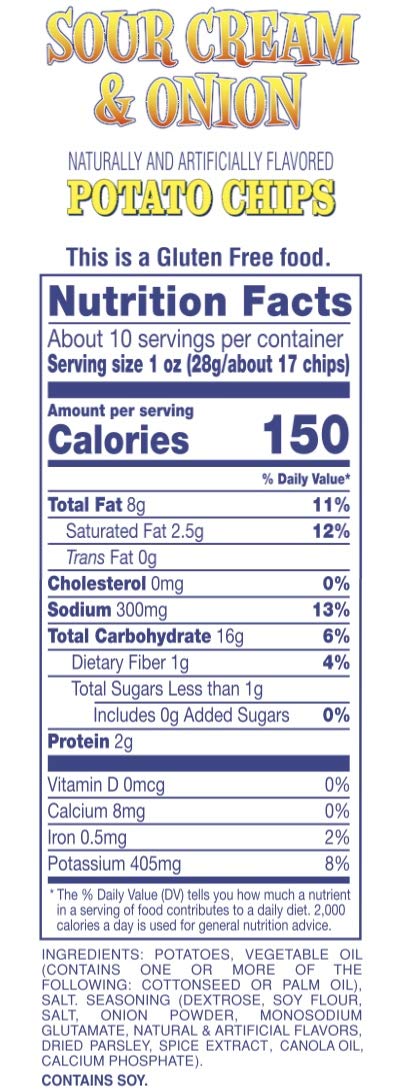 Better Made Special Family Size Potato Chips - 8 Pack (8 x 8.5 oz Bags) - Sour Cream & Onion Flavor - Crispy, Crunchy, Gluten-Free Snacks Made from Fresh Potatoes - Perfect for Parties, Lunches, Movie Nights & Family Gatherings