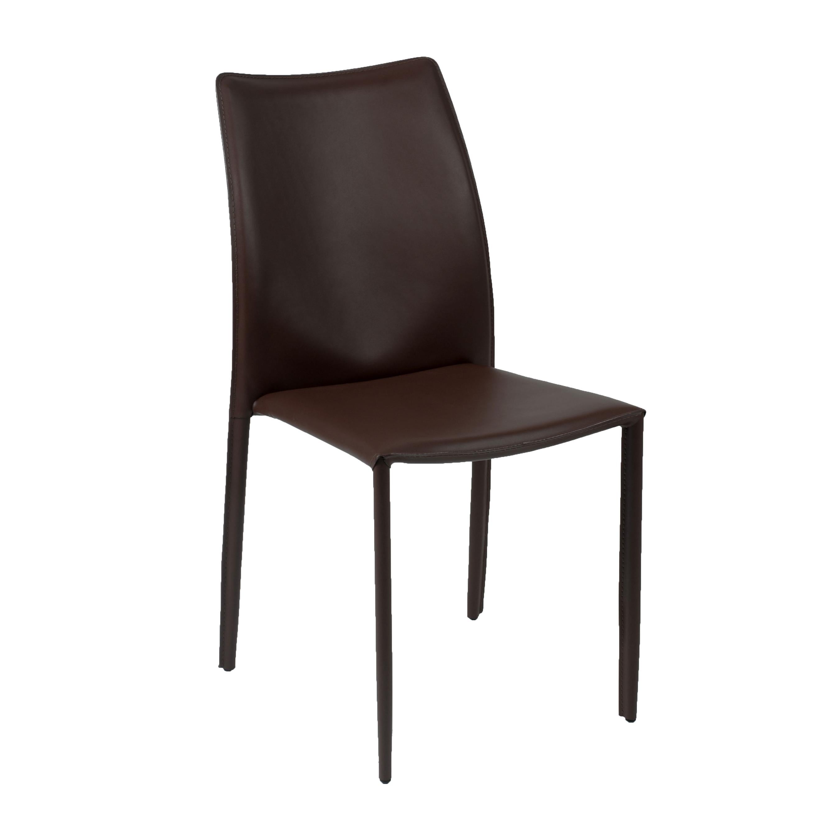 Euro Style Dalia Stacking Side Leather Chairs - Set of 2, Modern Stackable Dining Chairs for Small Spaces, Kitchen, Office or Outdoor Use