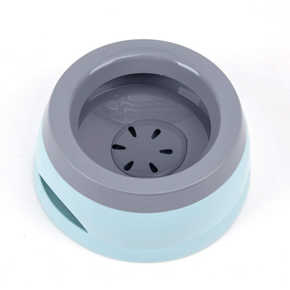 No Spill Slow Feeder Dog Water Bowl - 25oz Non-Slip Pet Water Dispenser with Floating Disk for Dogs & Cats (Blue) - Perfect for Travel, Car Rides & Home Use