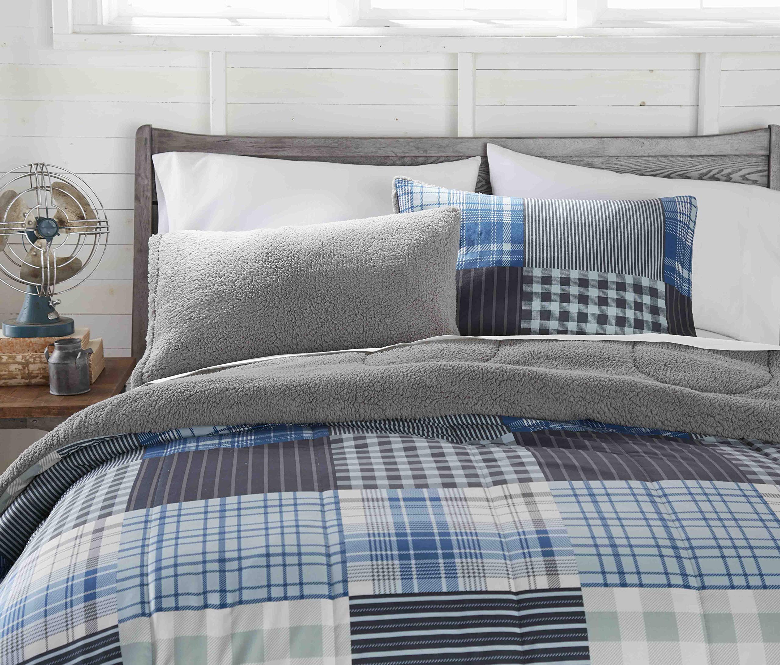 Thermee Micro Flannel Comforter Set - No Shrink, Machine Washable - Full/Queen for Cozy Bedroom