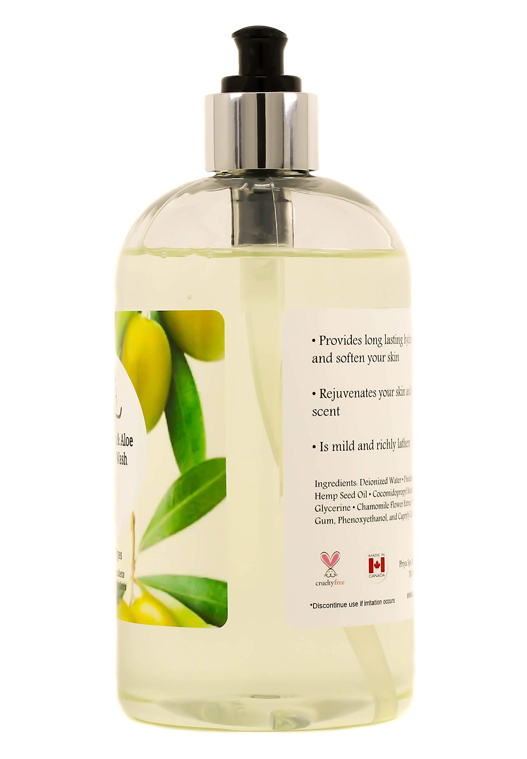 Premium Natural Omega-3 Hemp & Aloe Olive Body Wash for Soft Smooth Skin - 16 fl oz | Infused with Hemp Seed Oil, Aloe Juice, Chamomile & Willow Bark Extract | Hydrating & Soothing for Dry, Sensitive Skin | Perfect for Daily Shower & Spa Relaxation