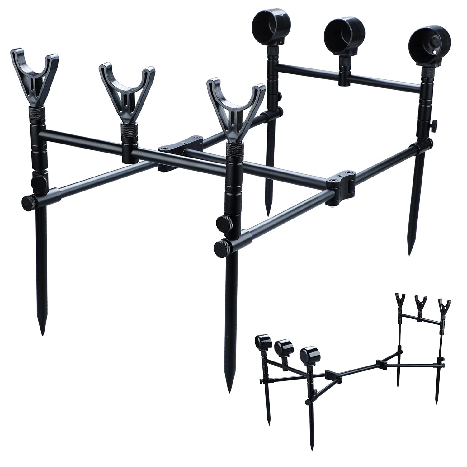 **DKEKE Yellow Fishing Rod Pod Stand Holder - Heavy Duty Carp Fishing Pole Support with Adjustable Legs - Perfect for Bank Fishing, Coarse Fishing & Angling Accessories**