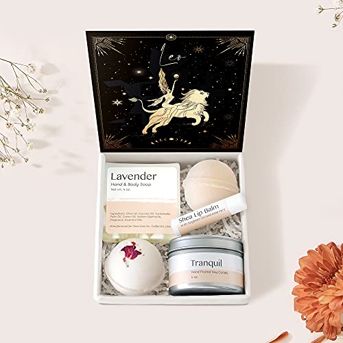Leo Zodiac Gift Box Set - Tarot Birthday & Holiday Present for Best Friends, Sister, Niece, Women | Thoughtful Spa Gift with Heartfelt Card | Perfect for Birthdays, Christmas & Self-Care Moments