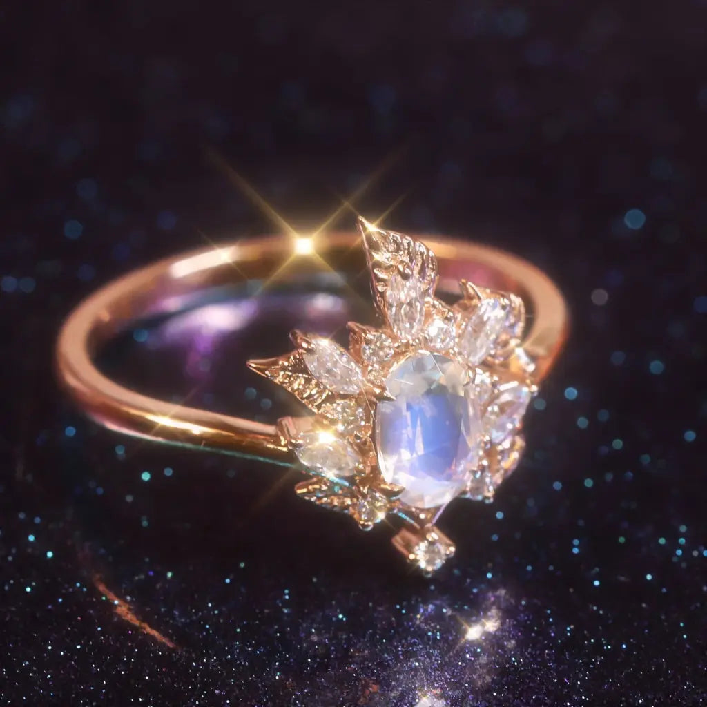 14K Gold Moissanite Engagement Ring for Women - Size 7 | Elegant Wedding Band, Promise Ring & Anniversary Jewelry Gift