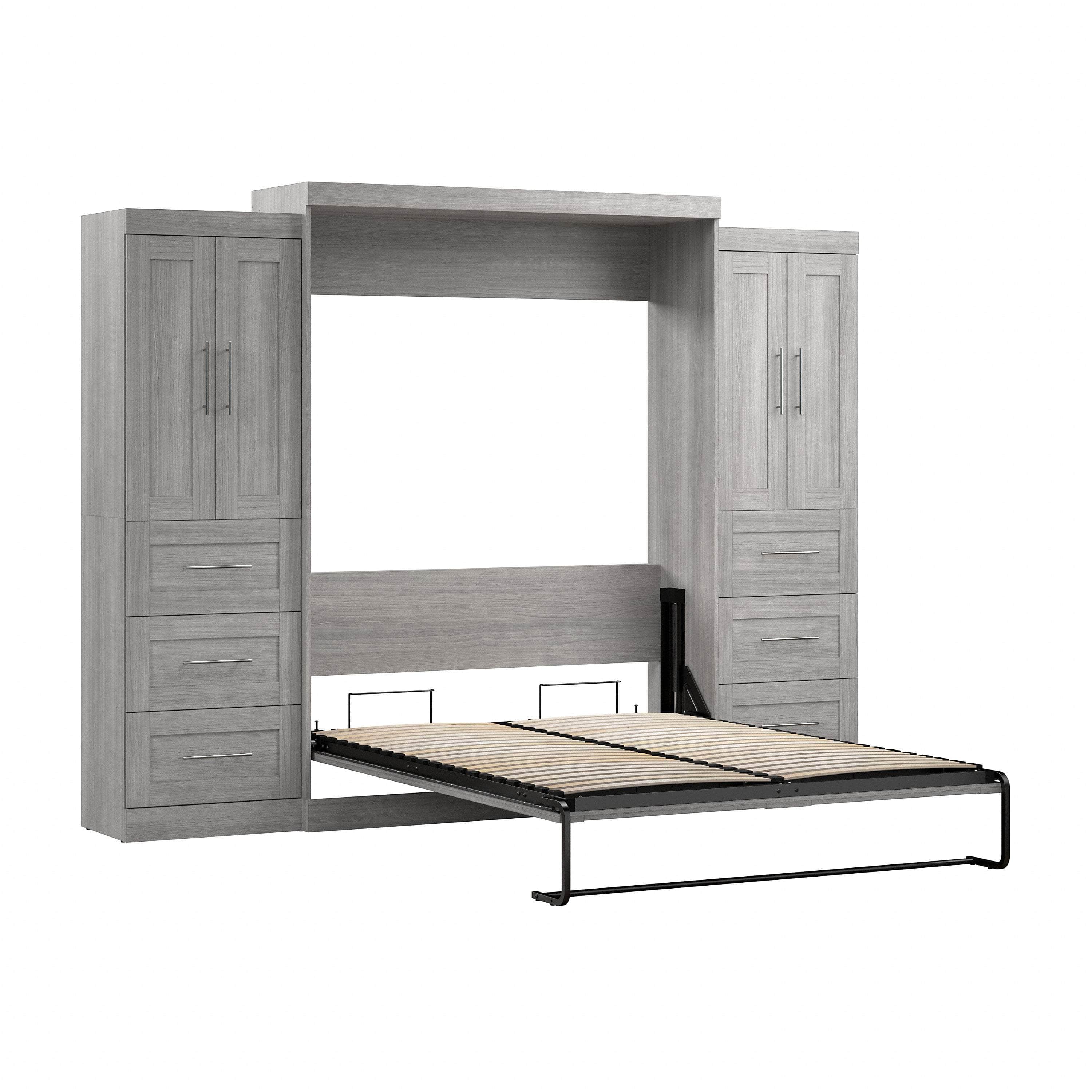 Pur Queen Murphy Wall Bed with Closet Storage Cabinets (115W) - 7 Color Options - Space-Saving Solution for Small Apartments, Guest Rooms & Home Offices