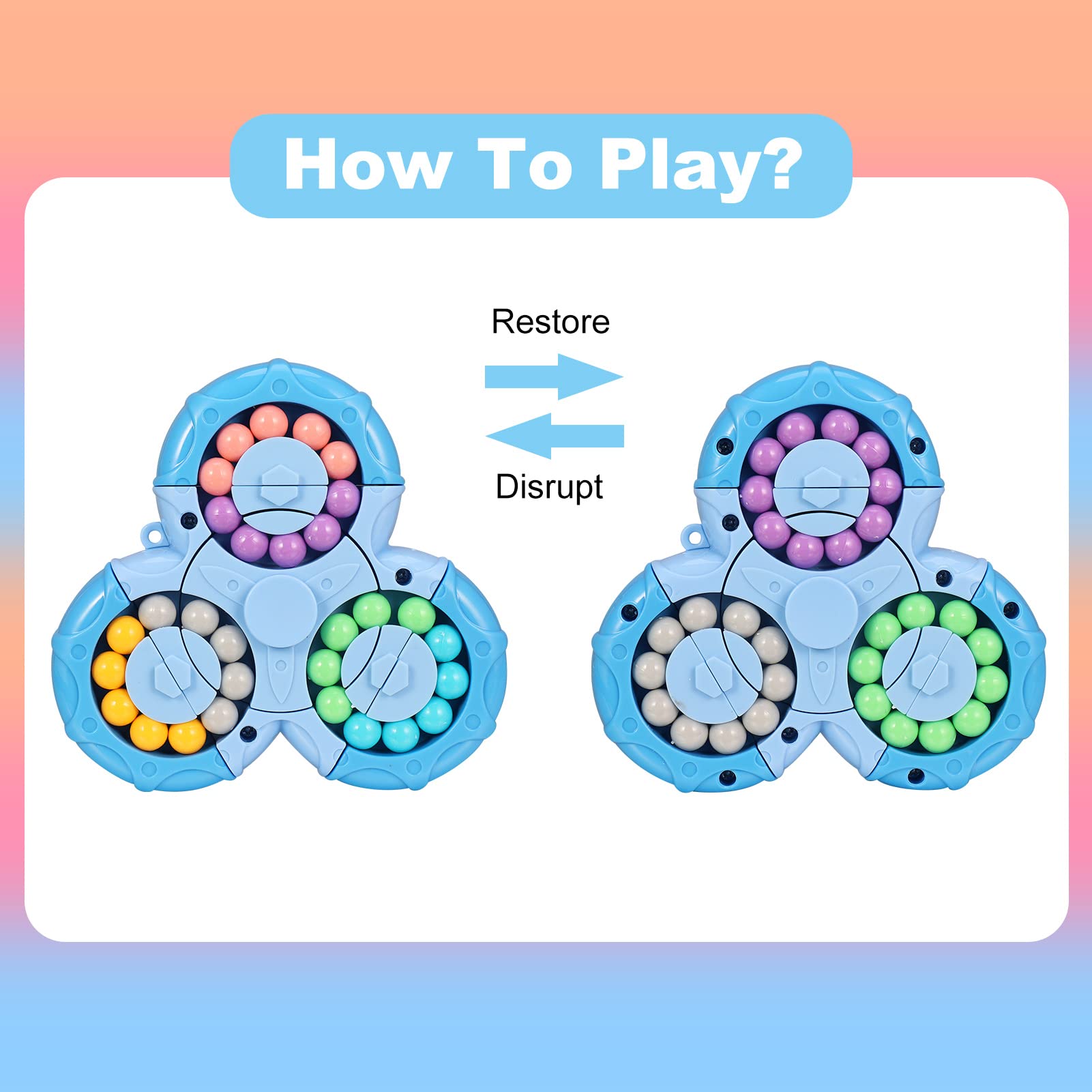 FRIUSATE Magical Bean Puzzle Toy - Rotating Fidget Spinner for Kids & Adults, Stress Relief & Anxiety Relief, Educational Learning Toys, Perfect Gift for Birthdays & Classrooms (Great for Focus, ADHD & Sensory Play)