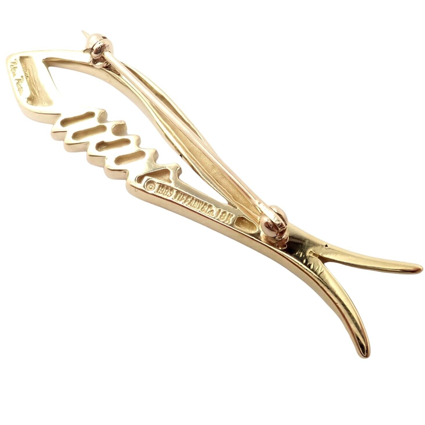Authentic Vintage Tiffany & Co 18k Yellow Gold Picasso Fish Brooch Pin 1983 - Rare Collectible Jewelry for Special Occasions & Gift Giving