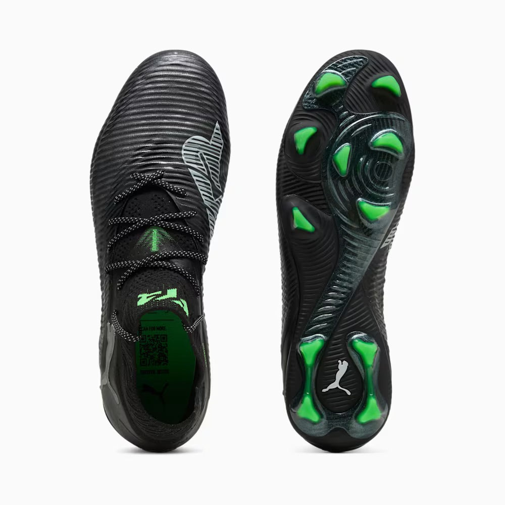 Puma Future 8 Ultimate FG Football Boots for Men - Black/Grey/Fluo Green Soccer Cleats - Lightweight & Comfortable for Professional Matches & Training Sessions