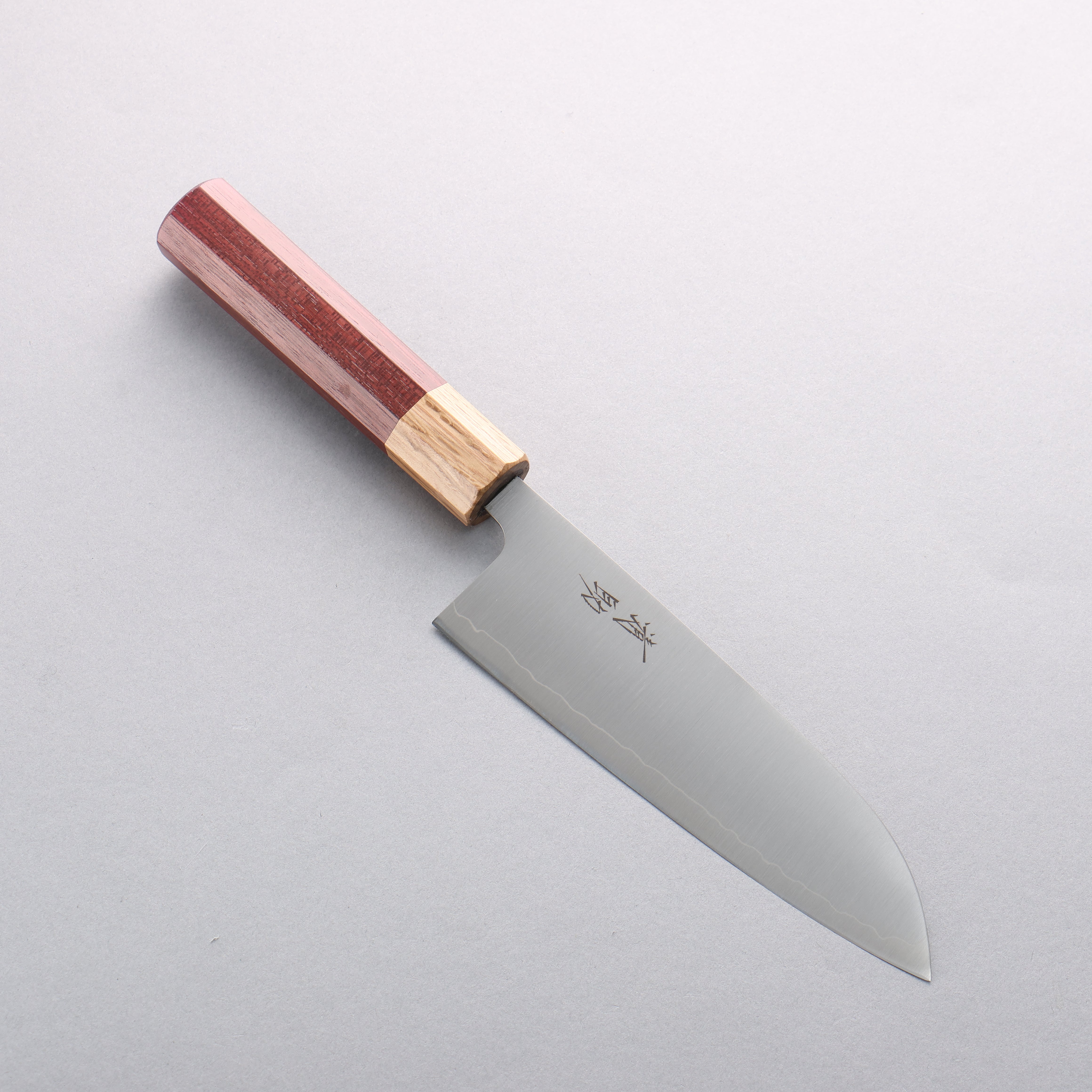 Premium 440C Stainless Steel Santoku Knife 165mm with Purpleheart & Oak Handle - Professional Japanese Kitchen Knife for Slicing, Dicing, and Chopping Vegetables, Meat, and Fish