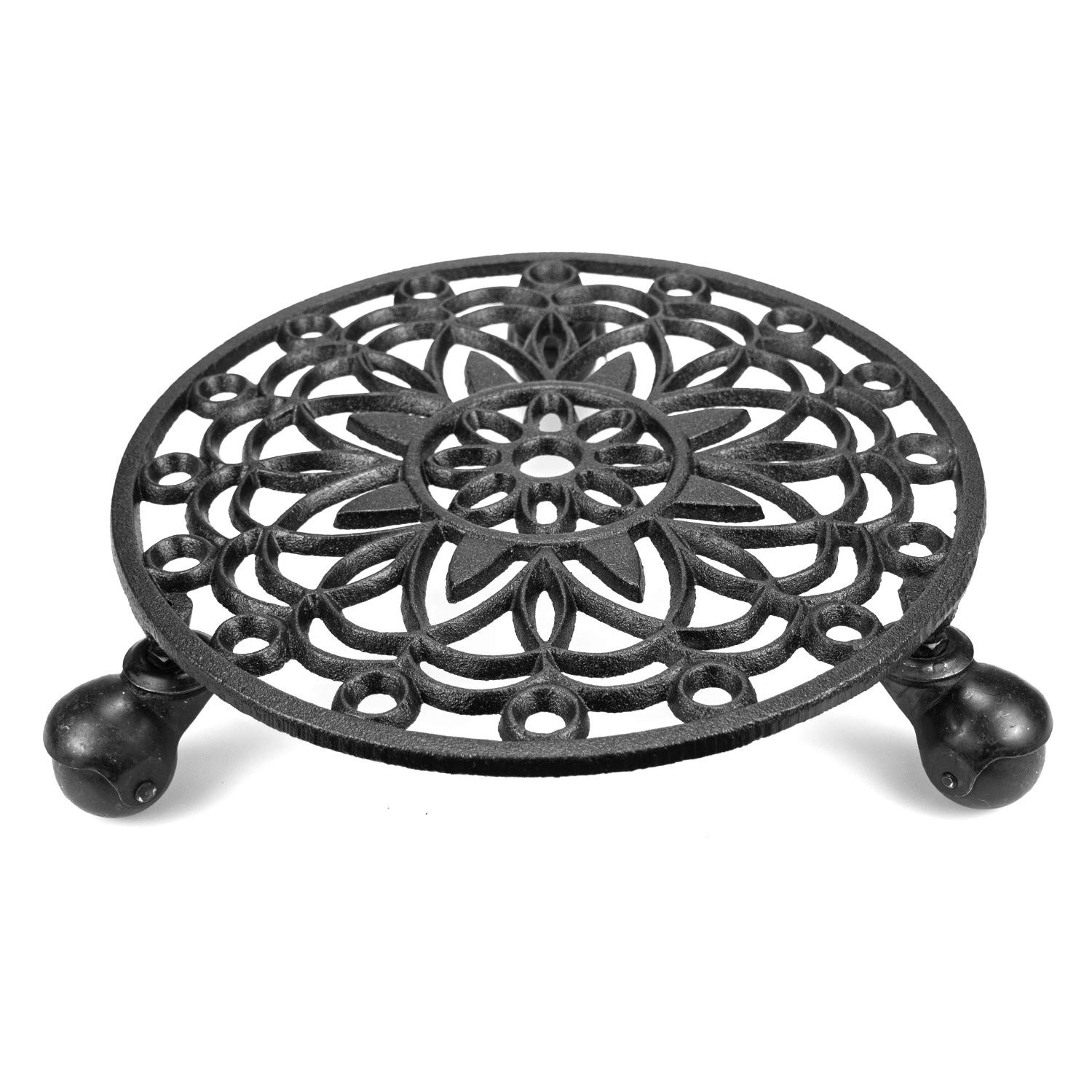 Fasmov Heavy Duty Rolling Plant Stand with Cast Iron Base & Wheels - Indoor Planter Trolley for Potted Plants, Caddy with Smooth Casters - Perfect for Living Room Decor, Garden Plant Movement & Home Organization