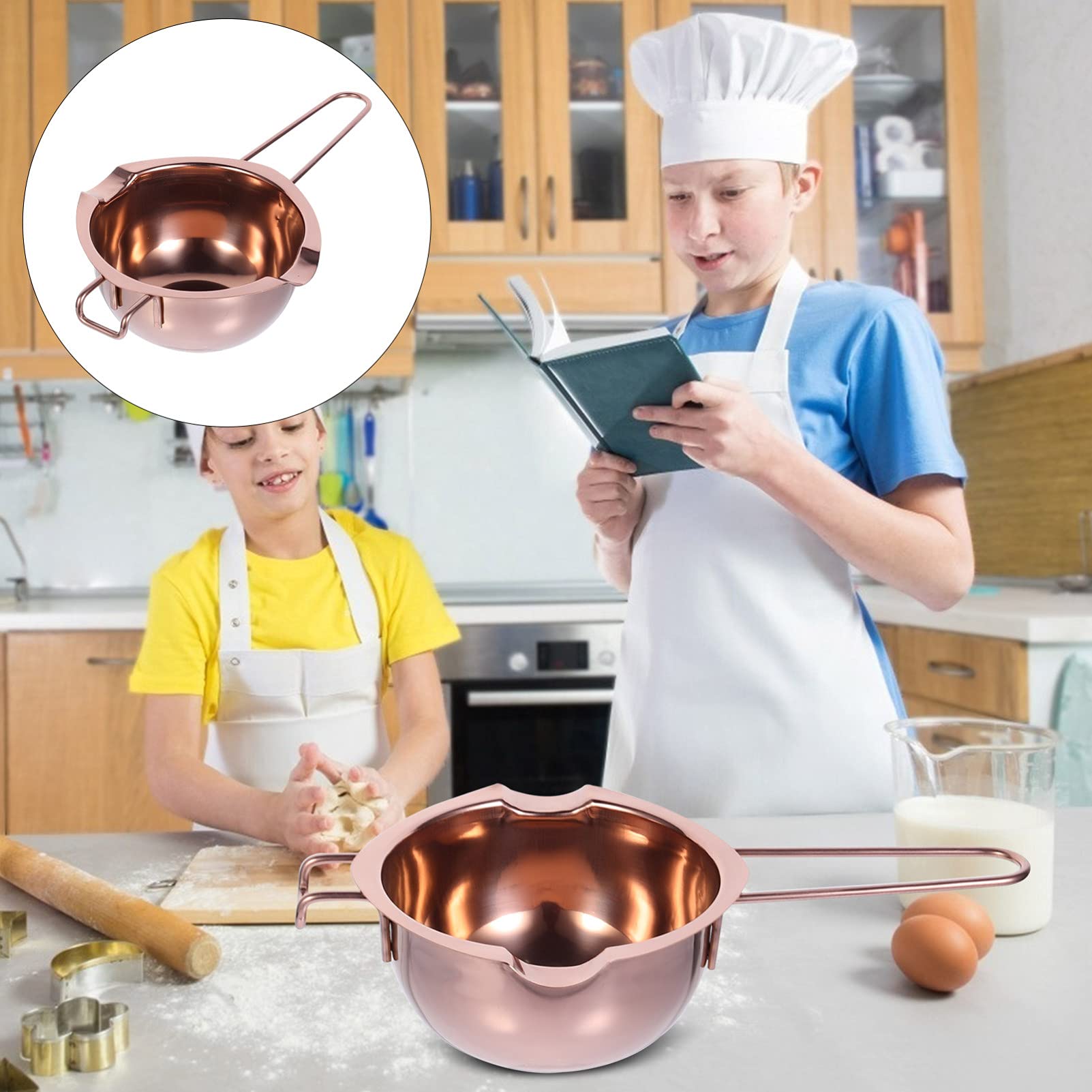1pc Stainless Steel Melting Pot for Chocolate, Candy, Wax - Kitchen Baking Supplies & Tools - Perfect for DIY Desserts, Fondue, Candle Making & Candy Crafting