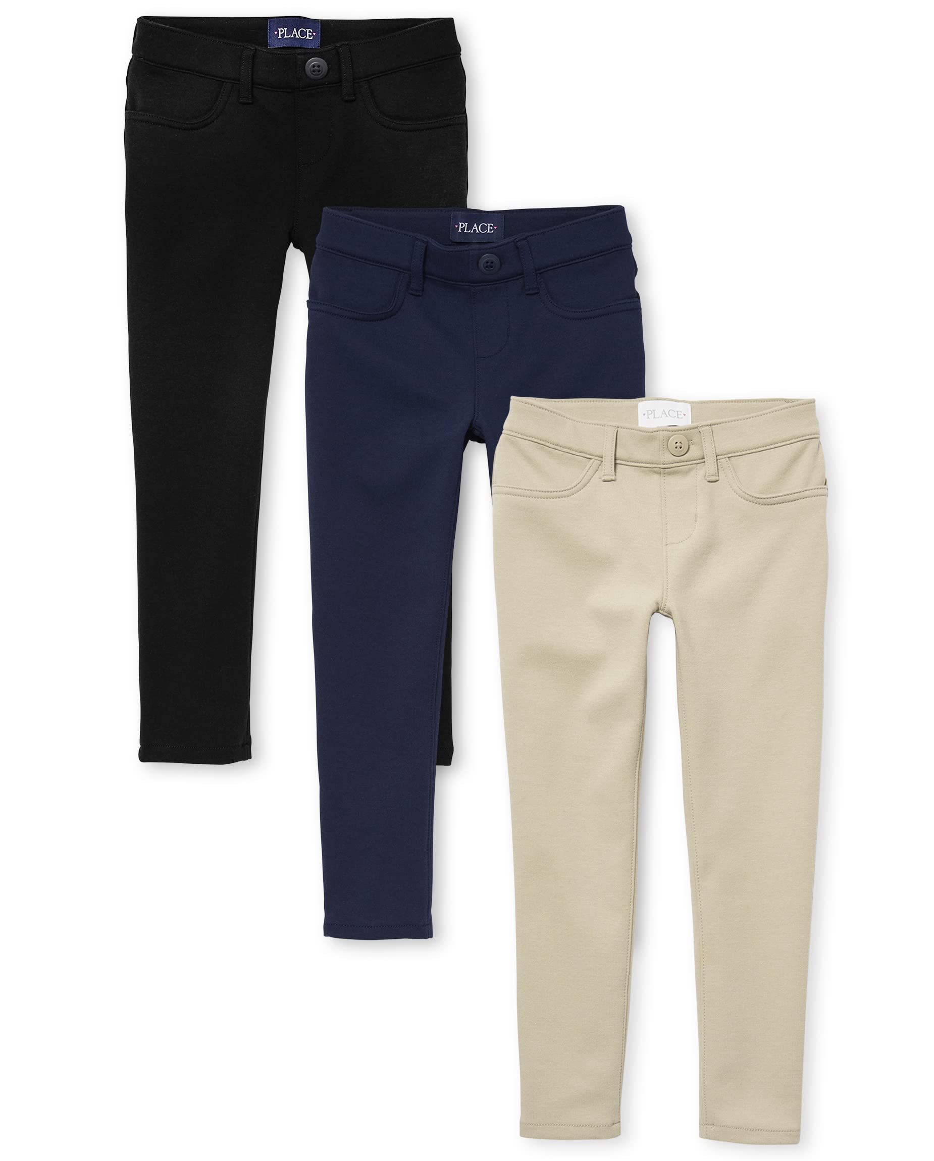 Girls Ponte Knit Jeggings - Comfy Pull-On Pants for Play & School