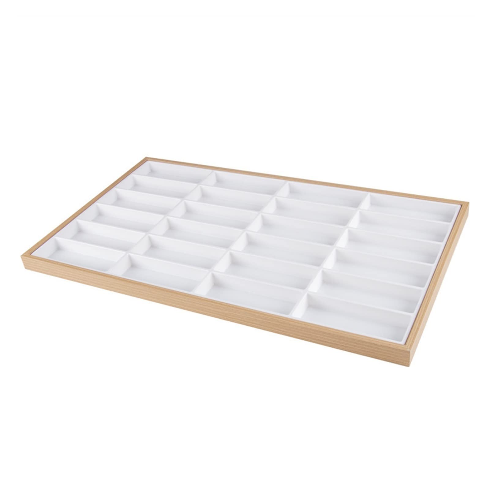24 Grid Velvet Sunglasses Display Rack - Glasses Storage Cabinet & Organizer Tray for Retail Stores, Boutiques, and Home Use (Inner White)