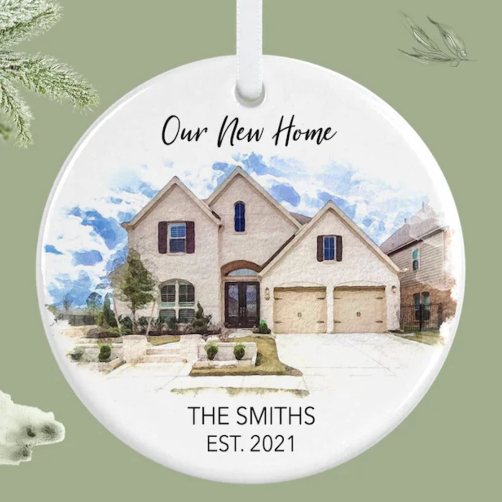 Personalized New Home Ornament - Custom Housewarming Gift for Realtors, Homeowners & Real Estate Agents - Unique Portrait Keepsake for New Home Celebrations, Housewarming Parties & Closing Gifts